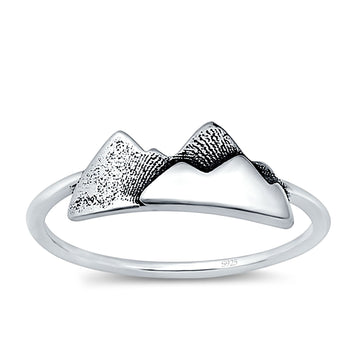 Minimalist Trendy Snow Mountains Fashion Band Solid 925 Sterling Silver Thumb Ring